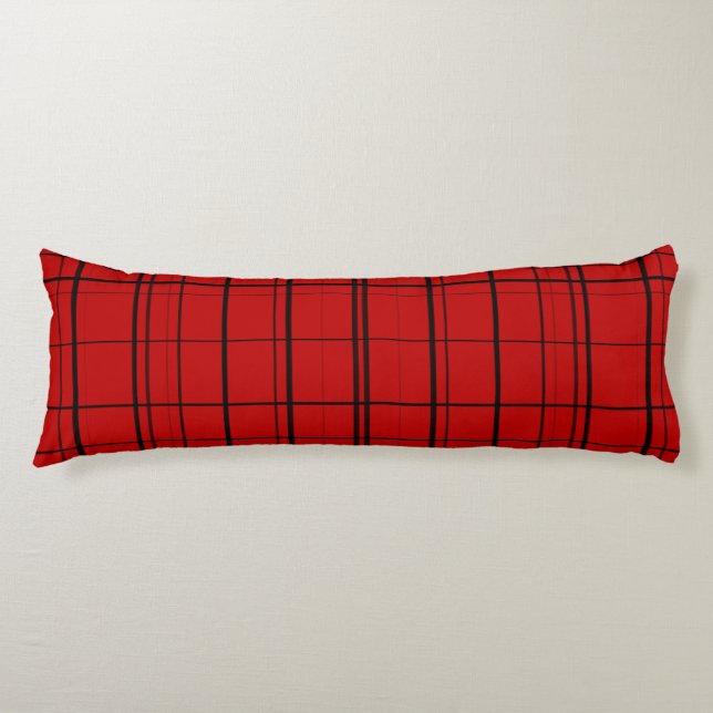 Red plaid christmas pattern body pillow (Front)