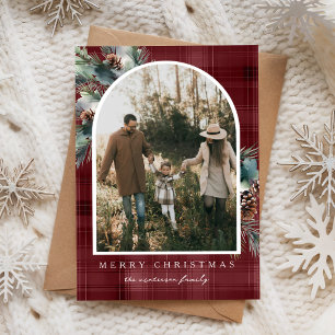 Red Plaid Christmas Photo Card