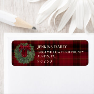 Red Plaid Christmas Return Address