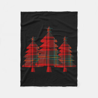 Red Plaid Christmas Tree Pine Trees Fleece Blanket