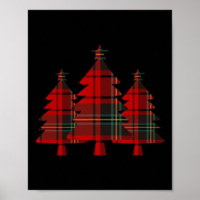 Red Plaid Christmas Tree Pine Trees  Poster (Front)