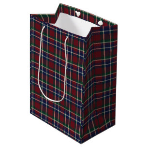 Red Plaid Classic Tartan Cozy Academia Medium Gift Bag