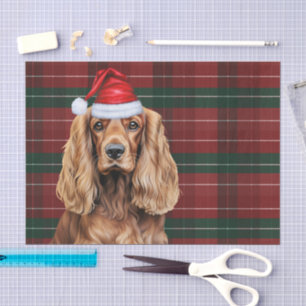 Red Plaid Cocker Spaniel Dog Christmas Tissue Paper