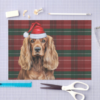 Red Plaid Cocker Spaniel Dog Christmas Tissue Paper