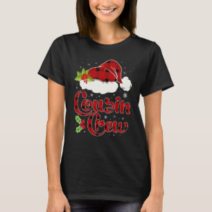 Red Plaid Cousin Crew Santa Hat Family Matching Ch T-Shirt