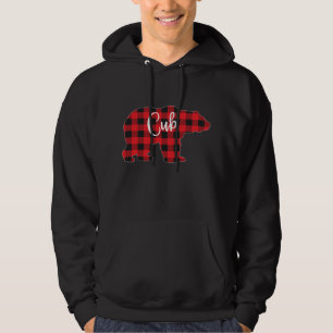 Red Plaid Cub Bear Matching Pajama Family Buffalo  Hoodie