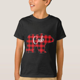 Red Plaid Cub Bear Matching Pajama Family Buffalo  T-Shirt