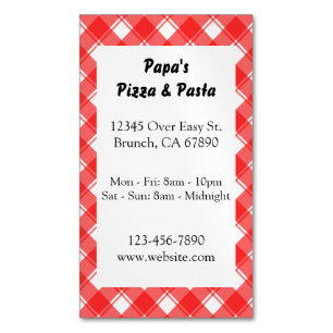 Red Plaid Custom Restaurant Ad Magnetic Card