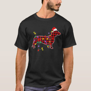 Red Plaid Dachshund Dog Christmas Pyjamas Family X T-Shirt