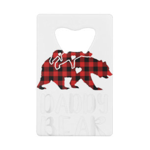 Red Plaid Daddy Bear Buffalo Matching Family Pajam Credit Card Bottle Opener