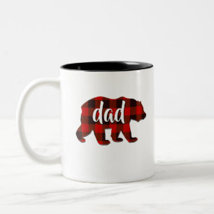 Red Plaid Daddy Bear Buffalo Matching Family Pajam Two-Tone Coffee Mug