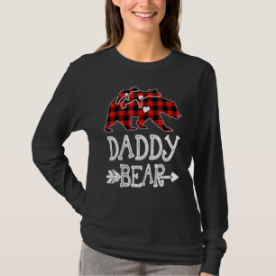 Red Plaid Daddy Bear Two Cub Matching Buffalo Paja T-Shirt