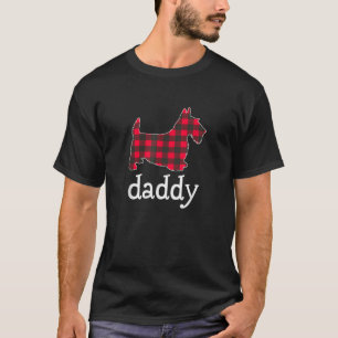Red Plaid Daddy Scottie Dog Christmas Matching Fam T-Shirt