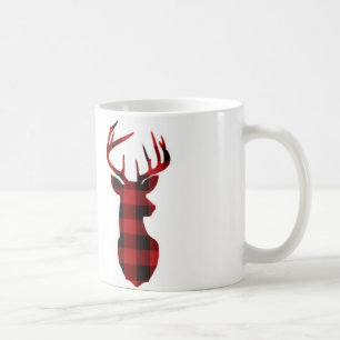 Red Plaid Deer Mug