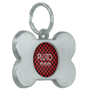 Red Plaid Dog ID Tag - Custom Christmas Pet Collar