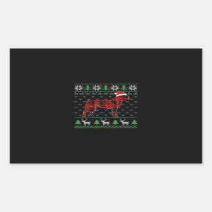 Red Plaid Dog Ugly Christmas Lights Boston Terrier Sticker