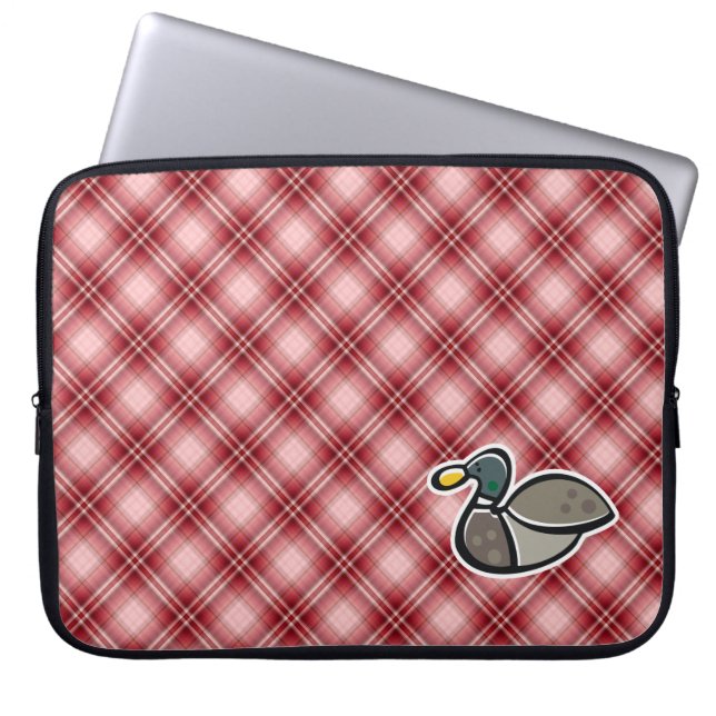 Red Plaid Duck Laptop Sleeve (Front)