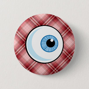 Red Plaid Eyeball 2 Inch Round Button