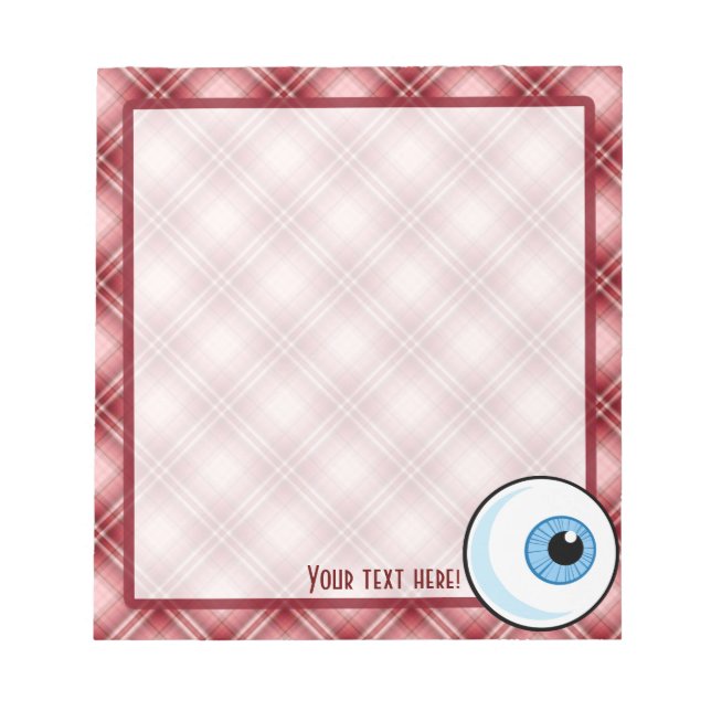 Red Plaid Eyeball Notepad (Front)