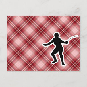 Red Plaid Fencing Postcard