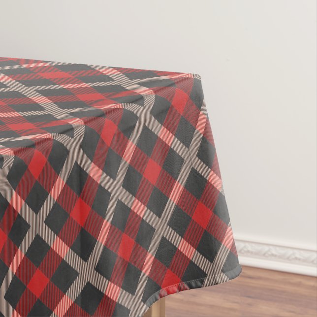 Red Plaid Flannel Lumberjack Design Tablecloth (In Situ)