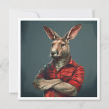 Red Plaid Flannel Lumberjack Kangaroo Father's Day