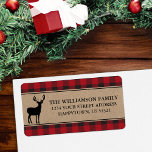 Red Plaid Forest Kraft Return Address Labels<br><div class="desc">Red Buffalo Plaid Kraft Christmas Holiday Deer Elk Return Address Label</div>