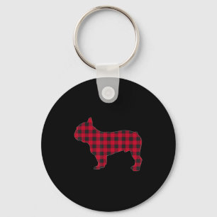 Red Plaid French Bulldog Dog Lover Matching Christ Keychain