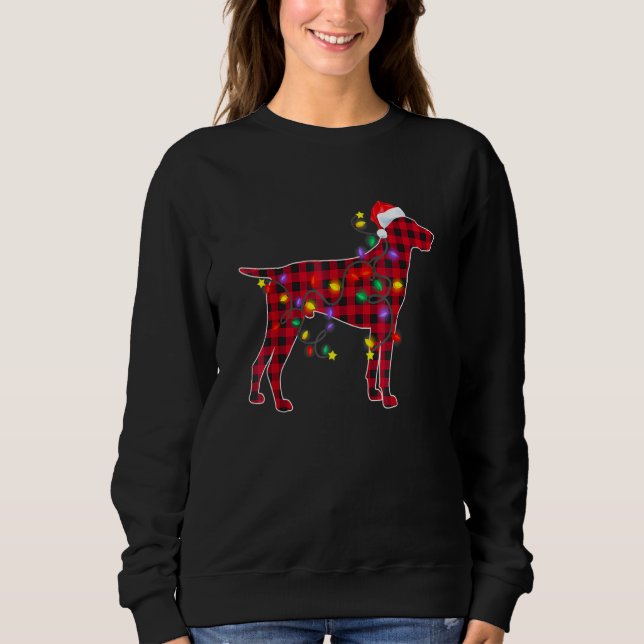 Red Plaid German Shorthaired Pointer Dog Christmas Sweatshirt (Front)