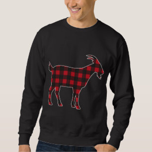 Red Plaid Goat Merry Christmas Matching Family Paj Sweatshirt