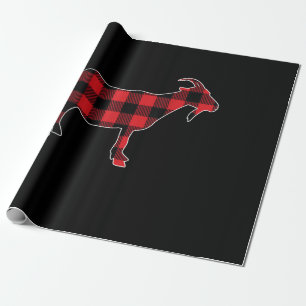 Red Plaid Goat Santa Christmas Wrapping Paper