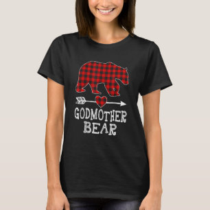 Red Plaid Godmother Bear  Matching Pajama Family T-Shirt
