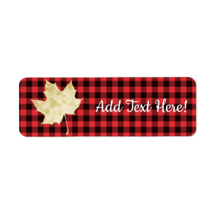 Red Plaid Gold Maple Leaf