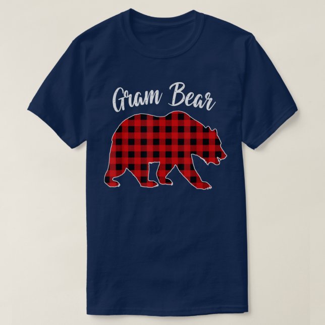 Red Plaid Gram Bear Matching Buffalo Family Pajama T-Shirt (Design Front)
