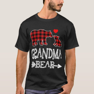 Red Plaid Grandma Bear Christmas Pajama Matching F T-Shirt