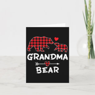 Red Plaid Grandma Bear Xmas Funny Family Christmas Card