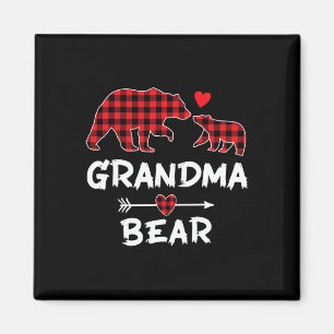 Red Plaid Grandma Bear Xmas Funny Family Christmas Magnet