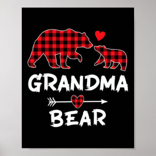 Red Plaid Grandma Bear Xmas Funny Family Christmas Poster