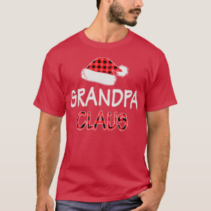 Red Plaid Grandpa Claus Santa Hat Matching Family T-Shirt