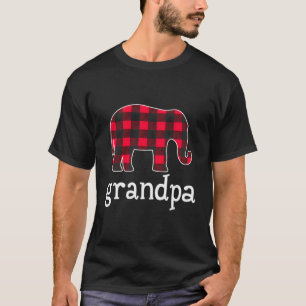 Red Plaid Grandpa Elephant Christmas Matching Fami T-Shirt