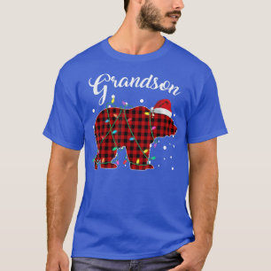 Red Plaid Grandson Bear Matching Buffalo Pajama T-Shirt