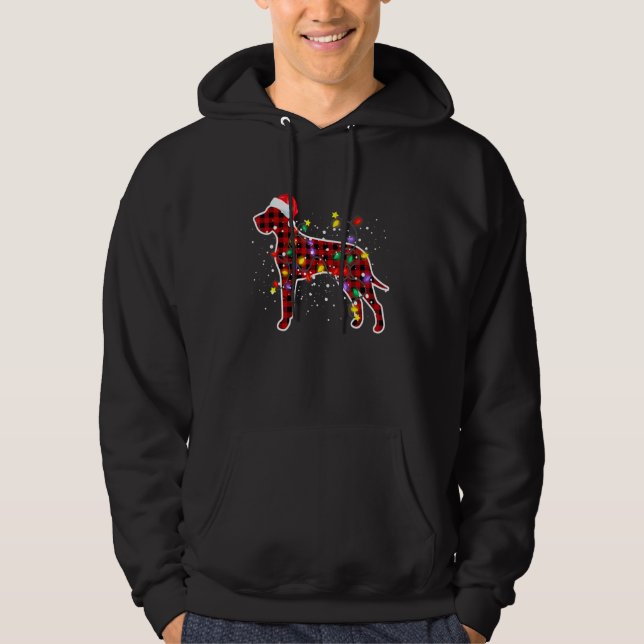 Red Plaid Great Dane Dog Christmas Pyjamas Xmas Li Hoodie (Front)