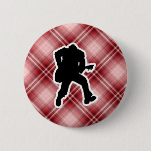 Red Plaid Guitarist 2 Inch Round Button