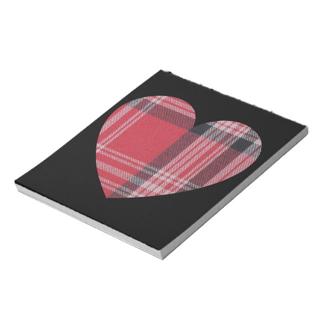 Red Plaid Heart Notepad (Rotated)