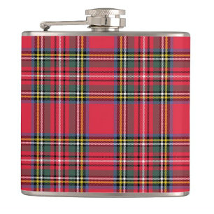 Red Plaid  Hip Flask