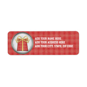 Red Plaid Holiday Gift Return Address Labels