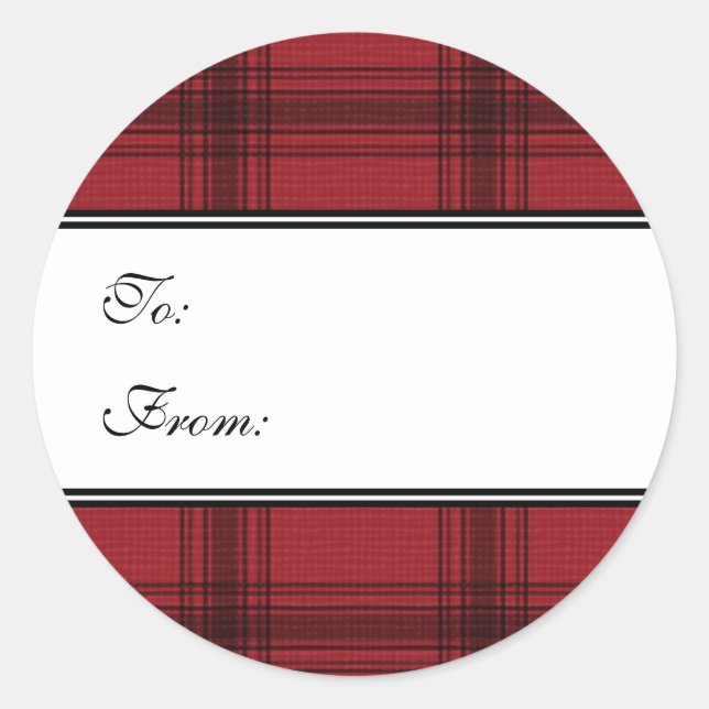 Red Plaid Holiday Gift Tag Stickers (Front)