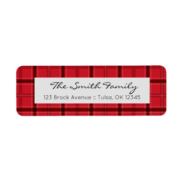 Red Plaid Holiday Return Address Label (Front)