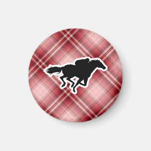 Red Plaid Horse Racing Magnet