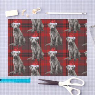 Red Plaid Irish Wolfhound Dog Holiday Tissue Paper